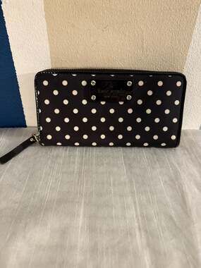 Kate Spade New York Polka Dot Zip Around Continental Wallet Black White